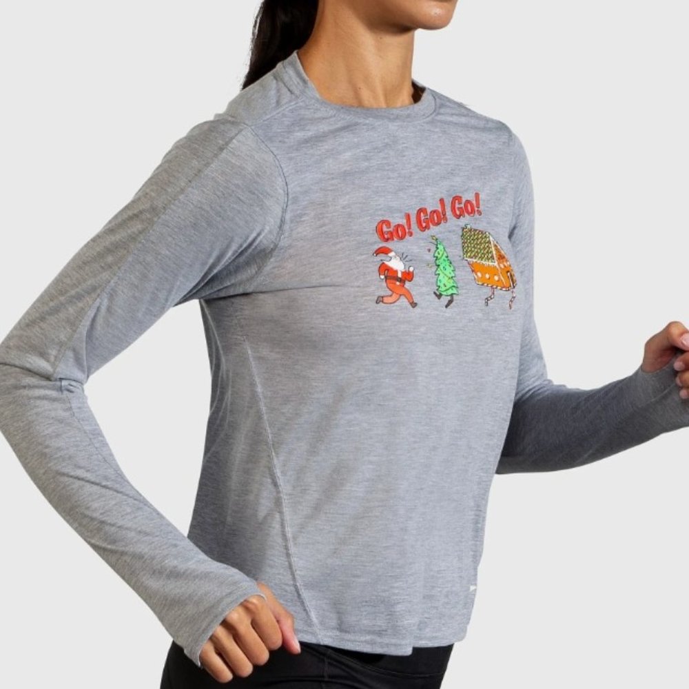 Brooks Women's Distance Graphic Long Sleeve S Heather Go Go Go